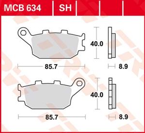 TRW Remblokken, en remschoenen voor de moto, MCB634SH Sinter street