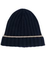 Brunello Cucinelli bonnet nervuré en cachemire - Bleu