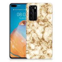 Huawei P40 TPU Siliconen Hoesje Marmer Goud