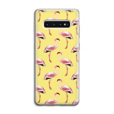 Flamingo's geel: Samsung Galaxy S10 4G Transparant Hoesje