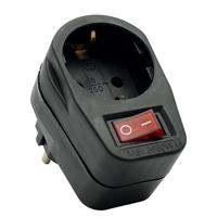 Randaarde stekkeradapter met schakelaar zwart - 6140891 Randaarde stekkeradapter met schakelaar zwart - 6140891