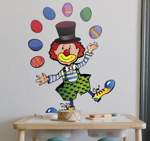 Sticker kinderkamer jongeleren clown circus