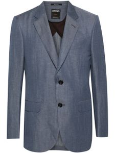 Zegna blazer à simple boutonnage - Bleu