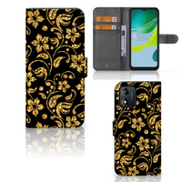 Motorola Moto E13 4G Hoesje Gouden Bloemen