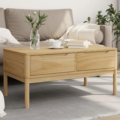 Salontafel FLORO 99x55,5x45 cm massief grenenhout wasbruin