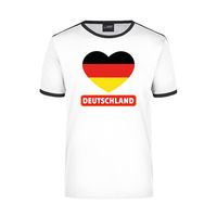 Deutschland wit/zwart ringer t-shirt Duitsland vlag in hart voor heren - thumbnail