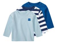 lupilu 3 baby shirts (74/80, Strepen/blauw/lichtblauw) - thumbnail