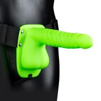 Ouch! by Shots Glow in the Dark Ribbed Hollow Strap-On met Ballen - 8 / 21 cm - Neon Groen - thumbnail