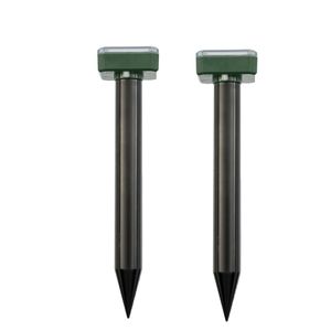 2x Zilveren solar mollen/woelrattenverjagers diervriendelijk met ultrasoon geluid 26 cm