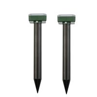 2x Zilveren solar mollen/woelrattenverjagers diervriendelijk met ultrasoon geluid 26 cm