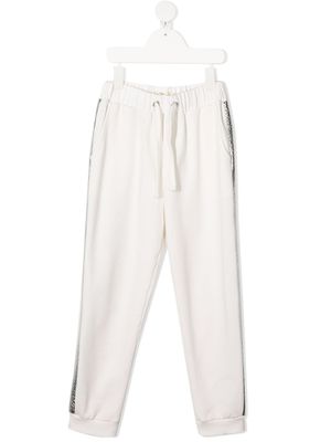 Andorine pantalon de jogging à rayures latérales - Blanc