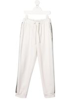 Andorine pantalon de jogging à rayures latérales - Blanc