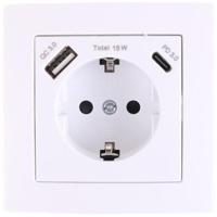 Benson inbouw stopcontact RA + USB + USB-C wit - 4650012