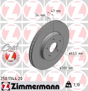 Remschijf COAT Z ZIMMERMANN, Remschijftype: Binnen geventileerd, u.a. für Ford, Jaguar