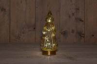 B.O.T. Tree Glass 10X23,5 cm Amber With Golden Base 10Led - Annas collection