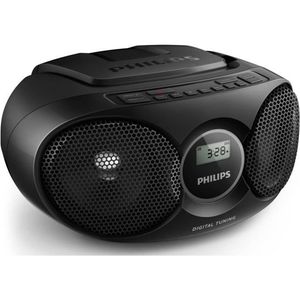 PHILIPS AZ215B / 12 CD-speler met digitale tuner en 3,5 mm audio-ingang - zwart