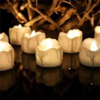 12 STKS/doos LED kaars elektronische thee Wax simulatie tranen elektronische kaarslicht bruiloft decoratie kaarslicht (warm wit)