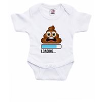 Bellatio Decorations baby rompertje - Loading Poop - wit/blauw - babyshower/kraamcadeau 92 (18-24 maanden)  -