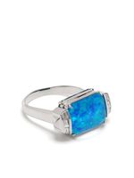 Stephen Webster bague Deco Wide Twister en or blanc 18ct sertie de turquoise et de diamants - Argent - thumbnail