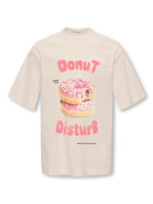 Kids ONLY winter t-shirt meisjes - beige - KogBabette - loose fit, korte mouw