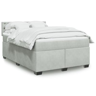 Boxspring met matras fluweel lichtgrijs 140x190 cm