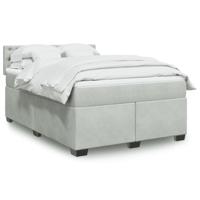 Boxspring met matras fluweel lichtgrijs 140x190 cm