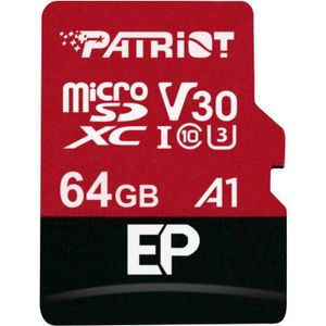 Patriot EP Series microSDXC 64 GB geheugenkaart UHS-I U3, Class 10, V30, A1, incl. SD-Adapter