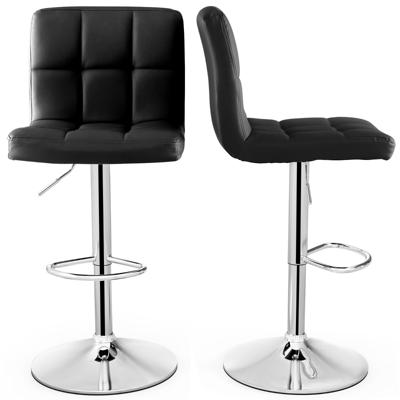 Set van 2 Barkrukken Barstoelen met Verstelbare Hoogte 360° Draaibare Zitting Voetsteun en Antislip Metalen Onderstel
