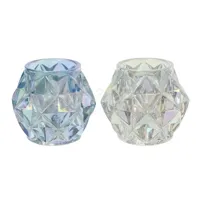 Waxinelichthouder Glas Parelmoer 7cm Assorti 1st