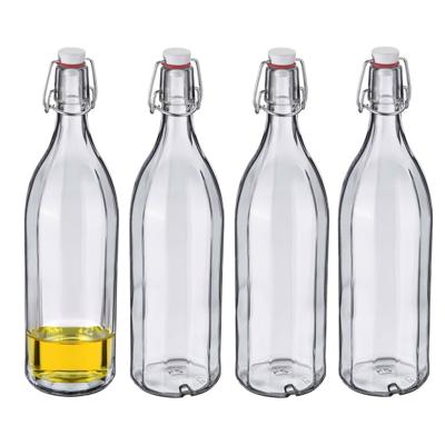 Westmark Beugelfles / Weckfles - 6x - transparant glas - luchtdicht - 1 liter - waterfles - hoekig