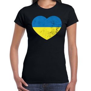 Oekraine hart t-shirt zwart dames - Oekraine shirt met Oekraiense vlag