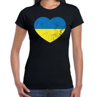 Oekraine hart t-shirt zwart dames - Oekraine shirt met Oekraiense vlag