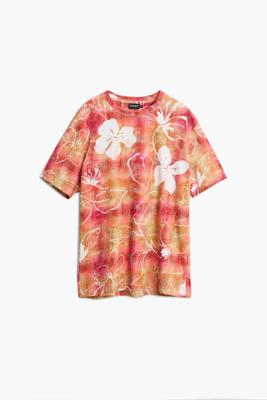 T-shirt met arty print - RED - XL