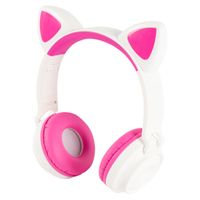 Draadloze Kinderkoptelefoon met Kattenoortjes - wit roze