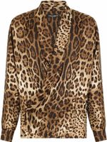Dolce & Gabbana chemise en soie à imprimé léopard - Marron