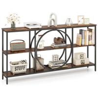 Consoletafel met 3 Lagen en een Blad van Imitatiemarmer Stevig Metalen Frame Moderne Bijzettafel Displaystandaard voor Gang