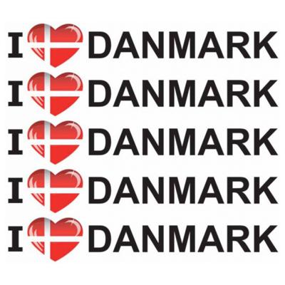 Sticker - 10x - I love Danmark - 19 x 4 cm - denemarken - landenthema
