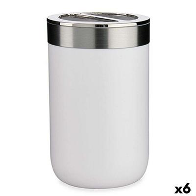 Tandenborstelhouder Berilo Wit Zilverkleurig Plastic 7,7 x 11,5 x 7,7 cm 7,7 x 11,2 x 7,7 cm (6 Stuks)