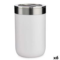 Tandenborstelhouder Berilo Wit Zilverkleurig Plastic 7,7 x 11,5 x 7,7 cm 7,7 x 11,2 x 7,7 cm (6 Stuks)