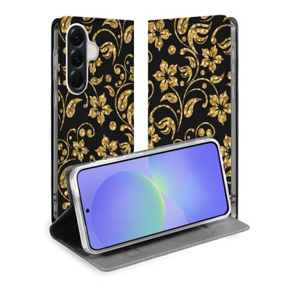 Book Case Telefoonhoesje Samsung Galaxy A37 Gouden Bloemen