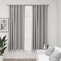 VidaXL Gordijnen linnen-look verduisterend haken 2 st 140x175 cm grijs