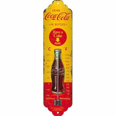TFA Thermometer - vintage Cola - metaal - XL - geel - 28 x 6.5 cm
