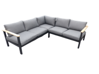 Flint cornerset zwart/acacia light teak look incl. antraciet olefin kussens - Eurofleur aanbieding Flint cornerset zwart/acacia light teak look incl. antraciet olefin kussens - Eurofleur aanbieding