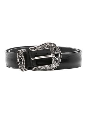 Orciani ceinture en cuir à boucle décorative - Noir
