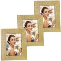 3x stuks houten fotolijstje goud met glitters geschikt voor een foto van 20 x 30 cm - thumbnail