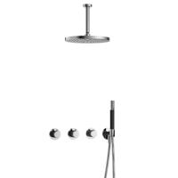Hotbath Cobber - CB7067 - Inbouw Regendoucheset - Chroom - 2 Stopkranen - Thermostatisch - Plafondbuis 15 cm - Hoofddouche 300 mm - Staafhanddouche - met M106 - Waterbesparend