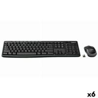Toetsenbord en draadloze muis Logitech DESKTOP MK270 Zwart Qwerty Spaans (6 Stuks)