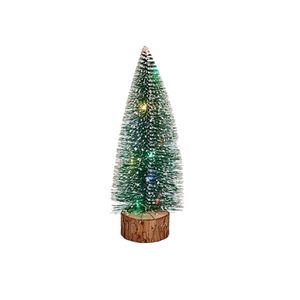 Krist+ Mini decoratie kerstboompje - met licht - H25 cm - groen - kunststof   -