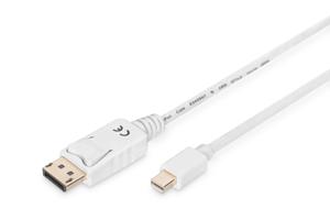 Digitus AK-340102-020-W DisplayPort-kabel Mini-displayport / DisplayPort Adapterkabel Mini DisplayPort-stekker, DisplayPort-stekker 2.00 m Wit