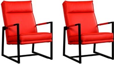 Set van 2 Felrode leren industriële design fauteuils Square - Toledo Leer Ferrari (felrood leer)